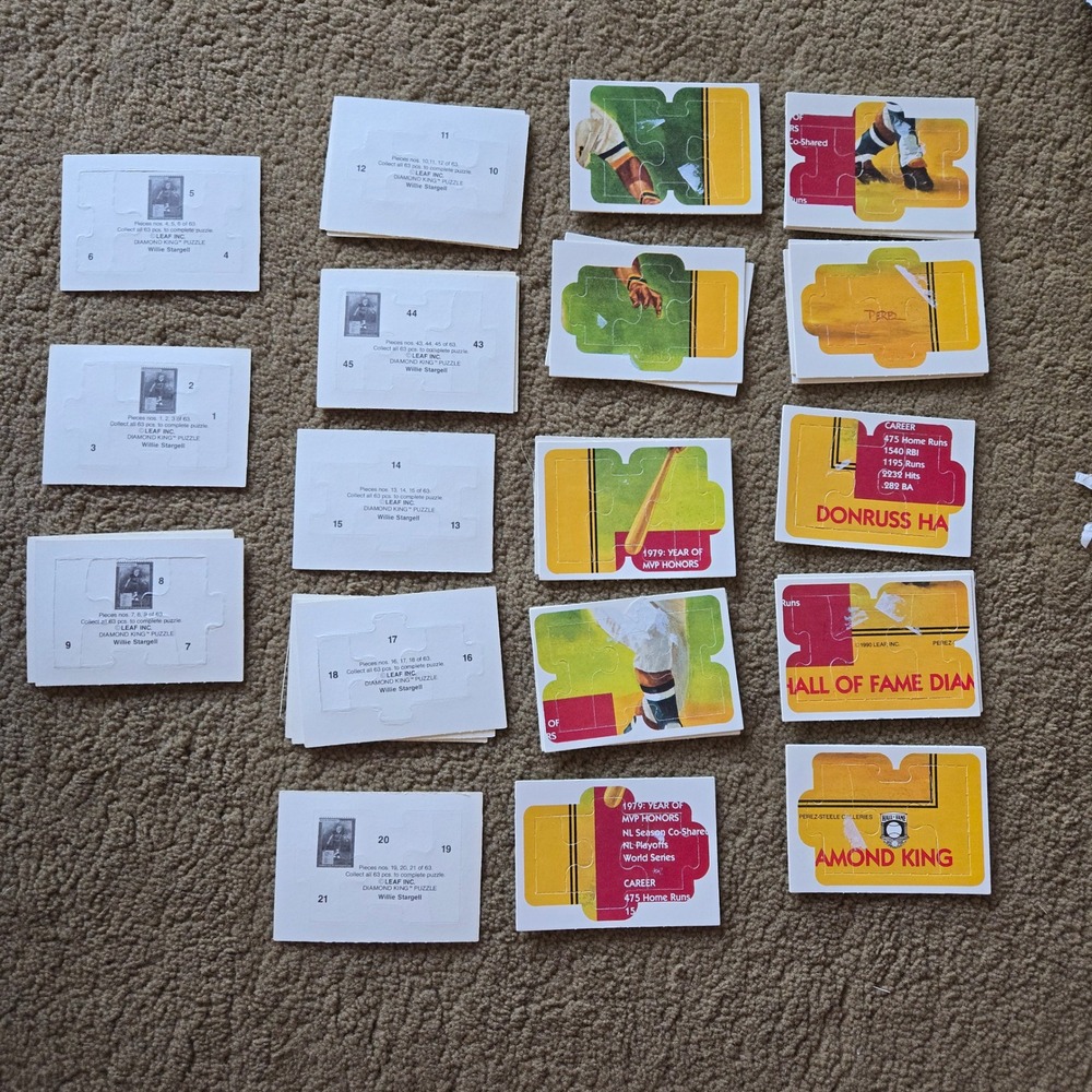 1991 Donruss Baseball Card Lot Willie Stargell Diamond King Puzzle Pieces Blue